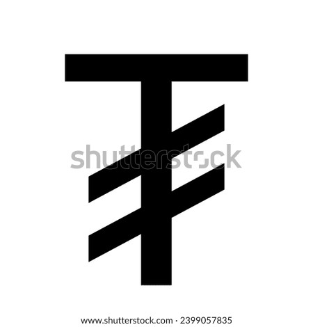 A large tugrik symbol in the center. Isolated black symbol