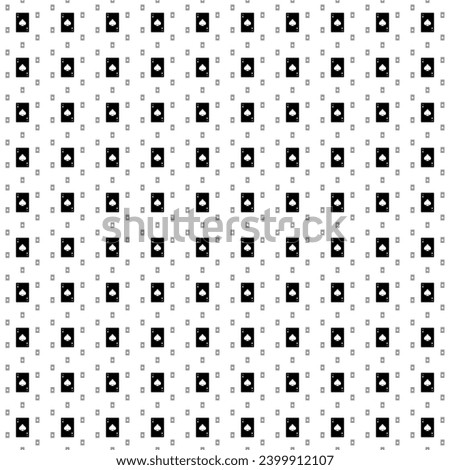 Square seamless background pattern from black ace of spades cards are different sizes and opacity. The pattern is evenly filled. Vector illustration on white background