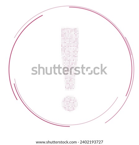 The exclamation symbol filled with pink dots. Pointillism style. Vector illustration on white background