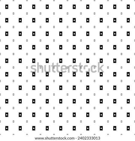 Square seamless background pattern from black ace of clubs cards are different sizes and opacity. The pattern is evenly filled. Vector illustration on white background