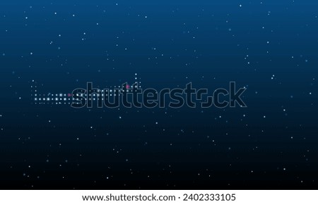On the left is the two-handed saw symbol filled with white dots. Background pattern from dots and circles of different shades. Vector illustration on blue background with stars