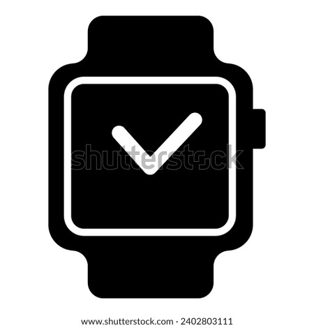 A large smart watch symbol in the center. Isolated black symbol