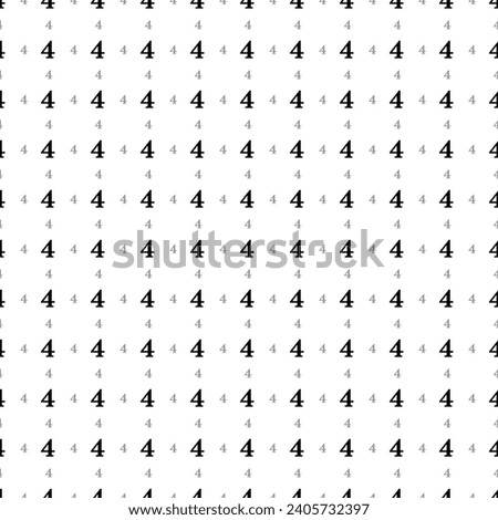 Square seamless background pattern from geometric shapes are different sizes and opacity. The pattern is evenly filled with black number four symbols. Vector illustration on white background