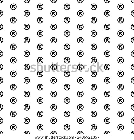 Square seamless background pattern from geometric shapes. The pattern is evenly filled with big black no right turn signs. Vector illustration on white background