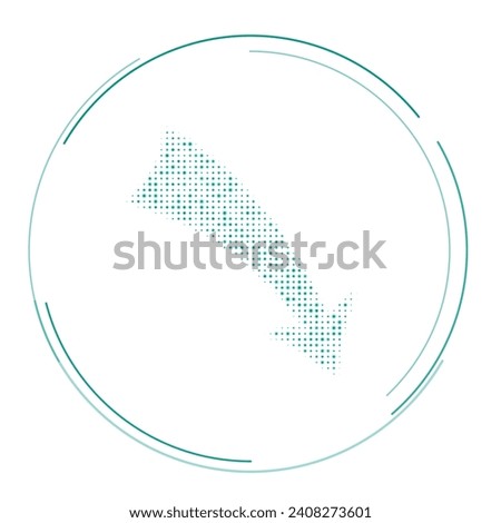 The down arrow symbol filled with teal dots. Pointillism style. Vector illustration on white background