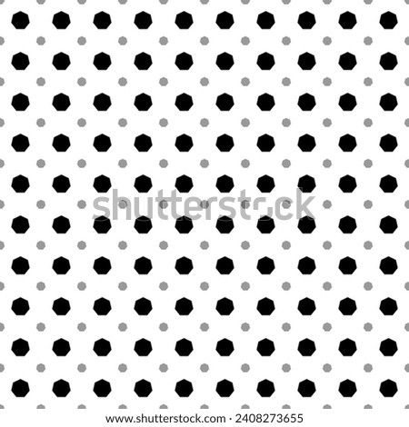 Square seamless background pattern from geometric shapes are different sizes and opacity. The pattern is evenly filled with big black heptagon symbols. Vector illustration on white background
