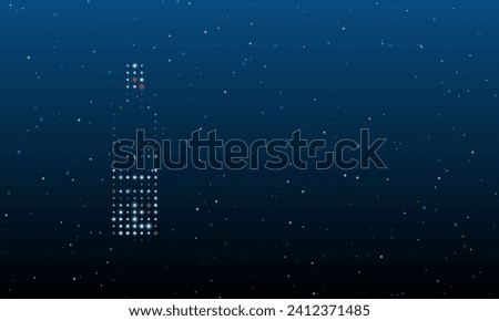 On the left is the the world in a bottle symbol filled with white dots. Background pattern from dots and circles of different shades. Vector illustration on blue background with stars