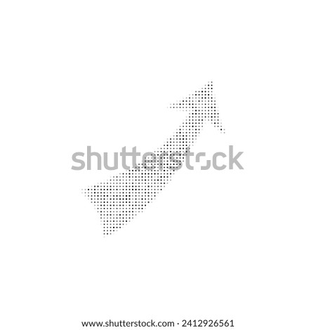 The up arrow symbol filled with black dots. Pointillism style. Vector illustration on white background
