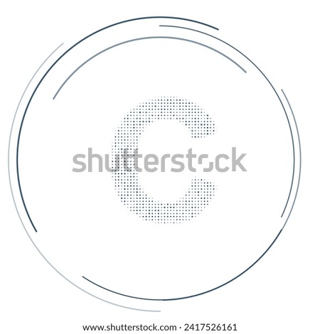 The capital letter C symbol filled with dark blue dots. Pointillism style. Vector illustration on white background