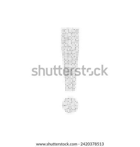 The exclamation symbol filled with black dots. Pointillism style. Vector illustration on white background