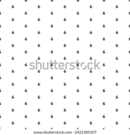 Square seamless background pattern from geometric shapes. The pattern is evenly filled with small black number six symbols. Vector illustration on white background