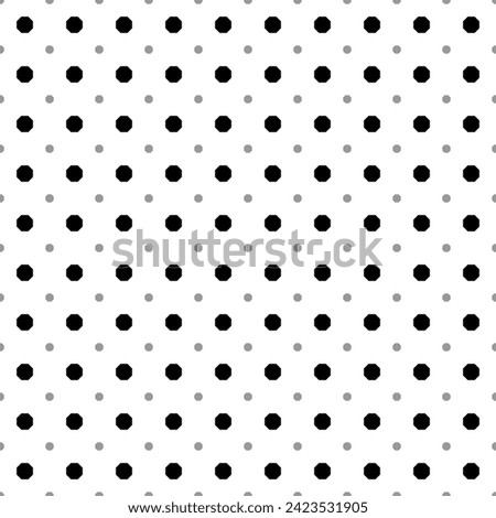 Square seamless background pattern from black octagon symbols are different sizes and opacity. The pattern is evenly filled. Vector illustration on white background