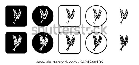 Icon set of wheat symbol. Filled, outline, black and white icons set, flat style.  Vector illustration on white background