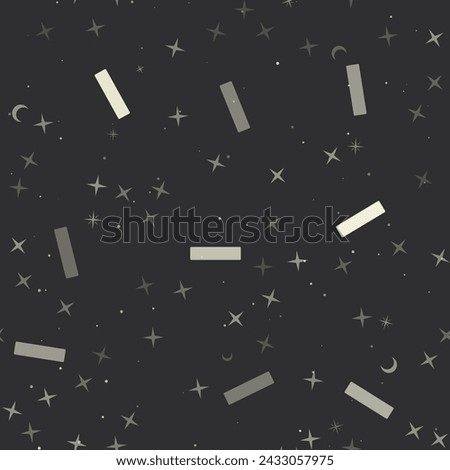 Seamless pattern with stars, minus symbols on black background. Night sky. Vector illustration on black background