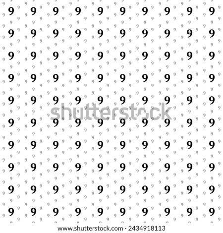 Square seamless background pattern from black number nine symbols are different sizes and opacity. The pattern is evenly filled. Vector illustration on white background
