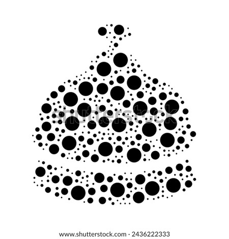 A large reception bell symbol in the center made in pointillism style. The center symbol is filled with black circles of various sizes. Vector illustration on white background