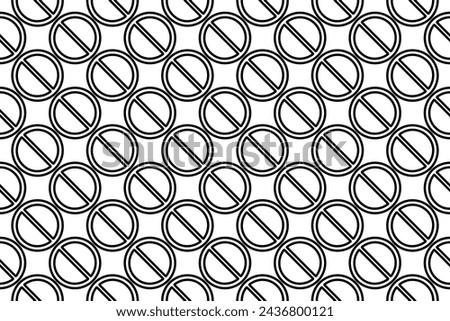 Seamless pattern completely filled with outlines of no parking signs. Elements are evenly spaced. Vector illustration on white background