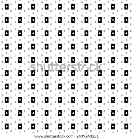 Square seamless background pattern from black ace of diamond cards are different sizes and opacity. The pattern is evenly filled. Vector illustration on white background
