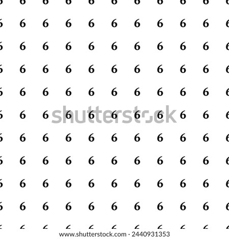 Square seamless background pattern from geometric shapes. The pattern is evenly filled with black number six symbols. Vector illustration on white background