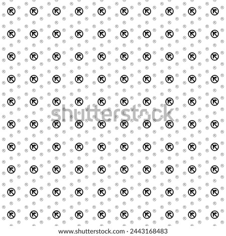 Square seamless background pattern from black no right turn signs are different sizes and opacity. The pattern is evenly filled. Vector illustration on white background