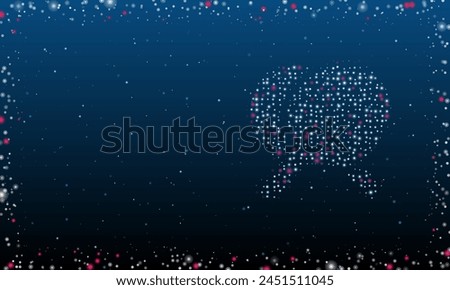 On the right is the crossed ping pong rackets symbol filled with white dots. Abstract futuristic frame of dots and circles. Vector illustration on blue background with stars