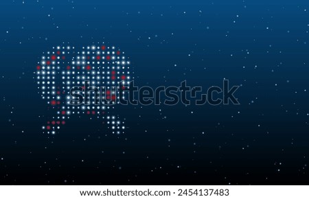On the left is the crossed ping pong rackets symbol filled with white dots. Background pattern from dots and circles of different shades. Vector illustration on blue background with stars