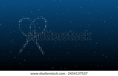On the left is the crossed tennis rackets symbol filled with white dots. Background pattern from dots and circles of different shades. Vector illustration on blue background with stars