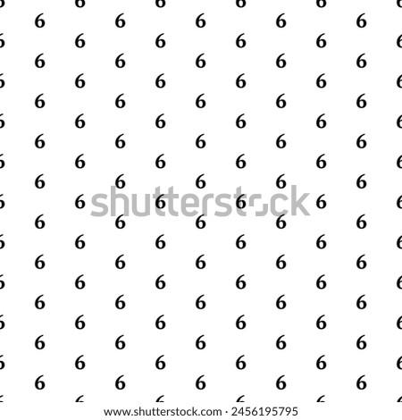 Square seamless background pattern from black number six symbols. The pattern is evenly filled. Vector illustration on white background