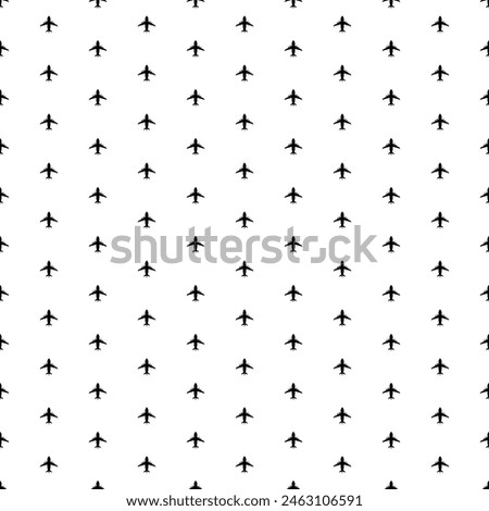 Square seamless background pattern from geometric shapes. The pattern is evenly filled with black airplane symbols. Vector illustration on white background