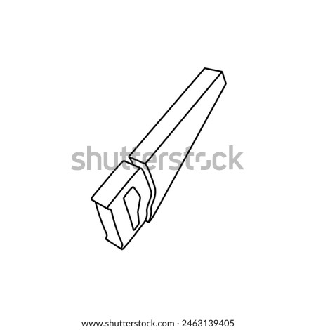 The outline of a large hand saw symbol is made with black lines. 3D view of the object in perspective. Vector illustration on white background