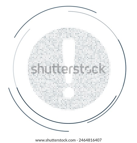 The attention symbol filled with dark blue dots. Pointillism style. Vector illustration on white background
