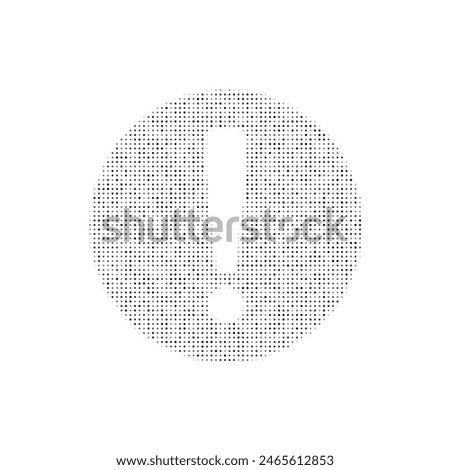 The attention symbol filled with black dots. Pointillism style. Vector illustration on white background