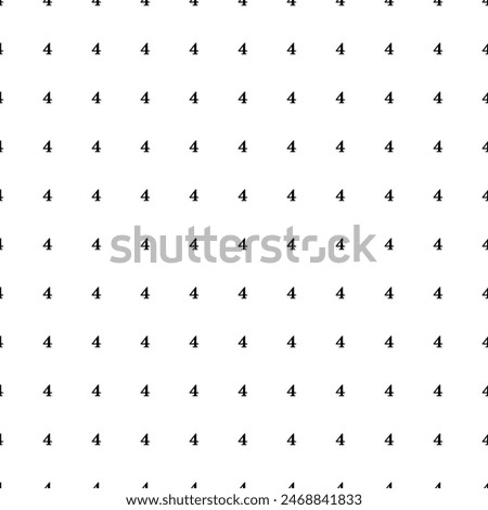 Square seamless background pattern from black number four symbols. The pattern is evenly filled. Vector illustration on white background