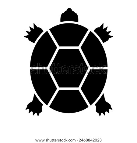 A large turtle symbol in the center. Isolated black symbol