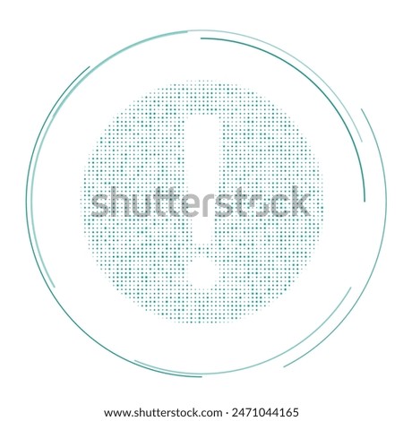 The attention symbol filled with teal dots. Pointillism style. Vector illustration on white background