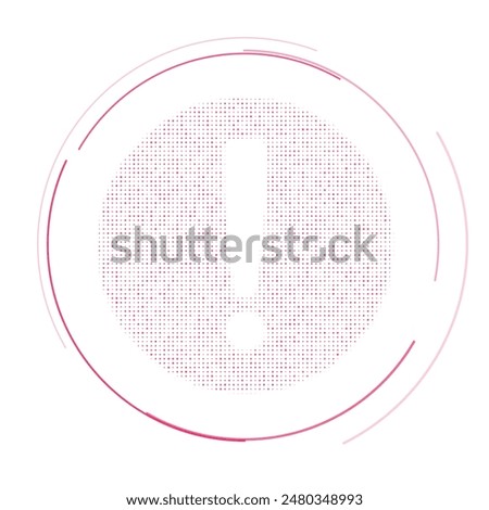 The attention symbol filled with pink dots. Pointillism style. Vector illustration on white background