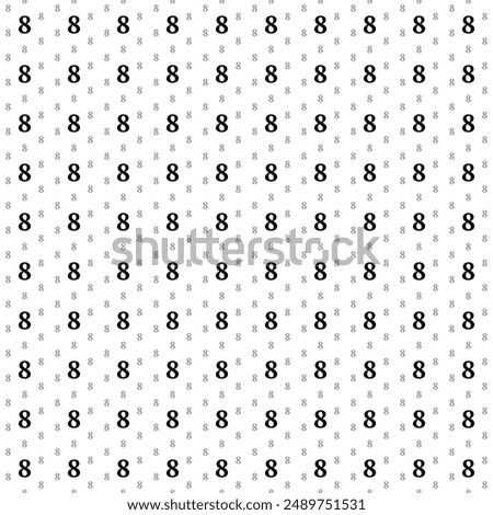 Square seamless background pattern from black number eight symbols are different sizes and opacity. The pattern is evenly filled. Vector illustration on white background