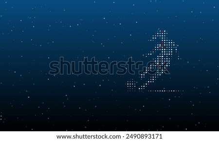 On the right is the female football symbol filled with white dots. Background pattern from dots and circles of different shades. Vector illustration on blue background with stars