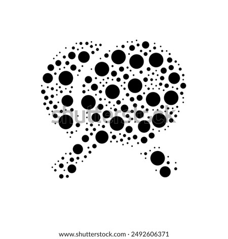 A large crossed ping pong rackets symbol in the center made in pointillism style. The center symbol is filled with black circles of various sizes. Vector illustration on white background