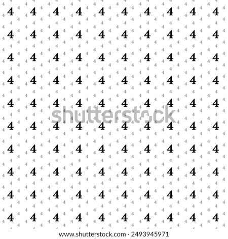 Square seamless background pattern from geometric shapes are different sizes and opacity. The pattern is evenly filled with black number four symbols. Vector illustration on white background