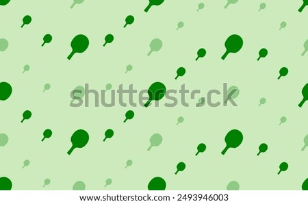 Seamless pattern of large and small green table tennis symbols. The elements are arranged in a wavy. Vector illustration on light green background