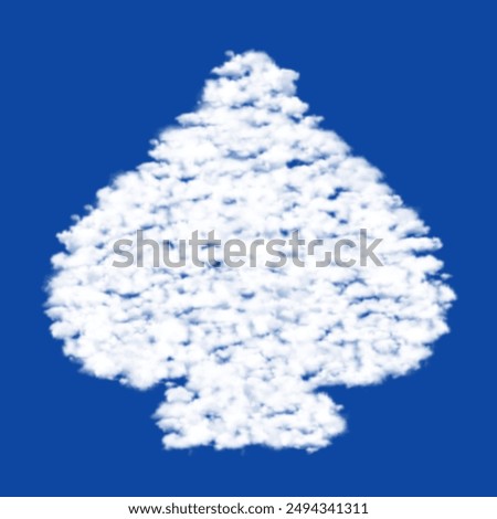 Clouds in the shape of a spade on a blue sky background. A symbol consisting of clouds in the center. Vector illustration on blue background