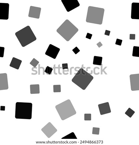 Seamless vector pattern with rounded square symbols, creating a creative monochrome background with rotated elements. Vector illustration on white background