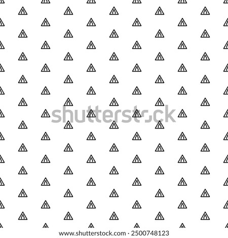 Square seamless background pattern from geometric shapes. The pattern is evenly filled with big black road narrowing signs. Vector illustration on white background