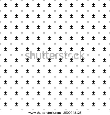 Square seamless background pattern from black plus–minus signs are different sizes and opacity. The pattern is evenly filled. Vector illustration on white background