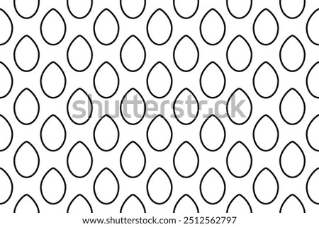 Seamless pattern completely filled with outlines of oval symbols. Elements are evenly spaced. Vector illustration on white background