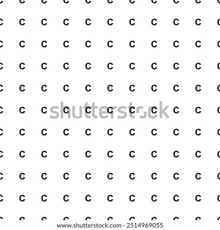 Square seamless background pattern from geometric shapes. The pattern is evenly filled with big black capital letter C symbols. Vector illustration on white background