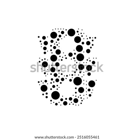 A large traffic lights symbol in the center made in pointillism style. The center symbol is filled with black circles of various sizes. Vector illustration on white background