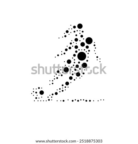 A large female football symbol in the center made in pointillism style. The center symbol is filled with black circles of various sizes. Vector illustration on white background