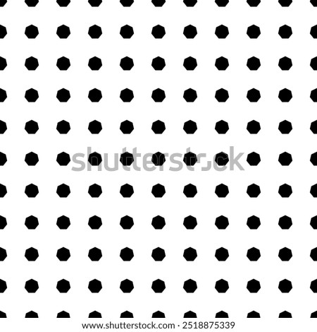 Square seamless background pattern from geometric shapes. The pattern is evenly filled with big black heptagon symbols. Vector illustration on white background